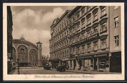 AK Berlin, Hotel Stadt Schwerin am Stettiner Bahnhof, Invalidenstrasse