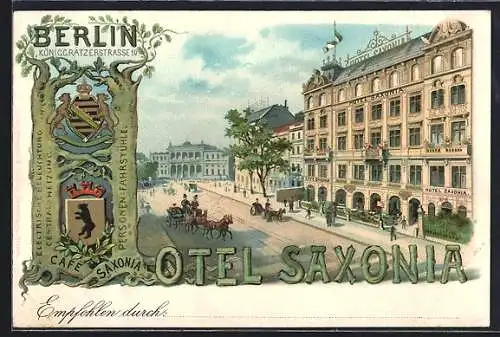 Lithographie Berlin-Kreuzberg, Hotel Saxonia, Königgrätzer Strasse 10