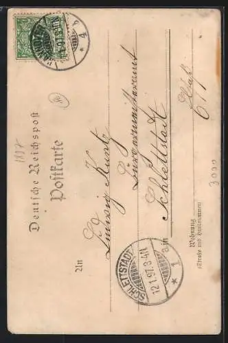 Lithographie Hannover, Schloss Herrenhausen, Waterloo-Säule