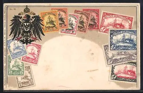 AK Adler, Briefmarken von Deutsch-Südwestafrika, Deutsche Kolonie