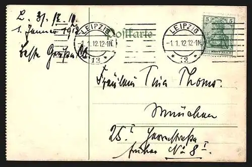Künstler-AK Handgemalt sign. Carl O. Arends: Rosafarbener Blumenkranz mit blauen Blüten, Prosit