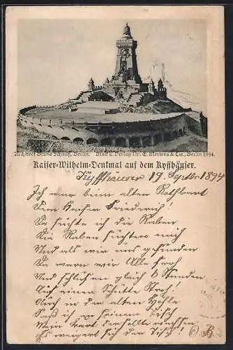 Vorläufer-AK Kyffhäuser, 1894, Das Kaiser Wilhelm-Denkmal