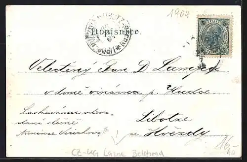 Lithographie Lazne Belohrad, Laz. Hotel, Hotel Vlach, Kostel a fara