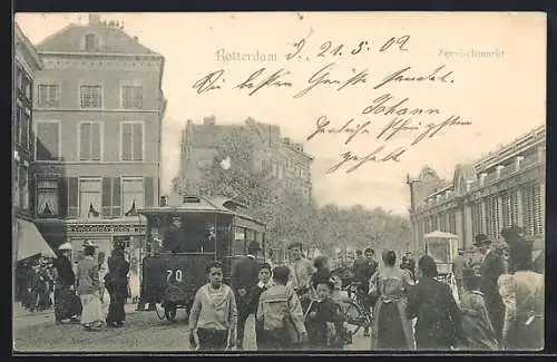 AK Rotterdam, Strassenbahn am Zeevischmarkt