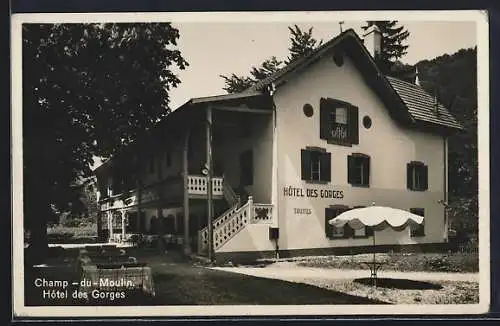 AK Champ-du-Moulin, Hotel des Gorges, propr. A. Teuscher fils