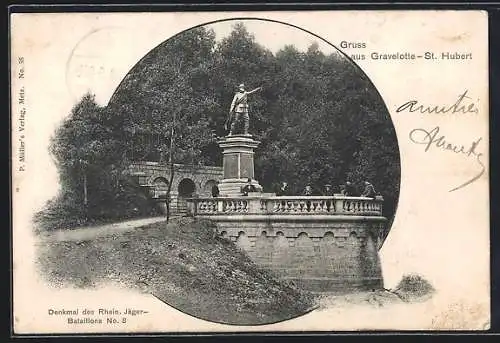 AK Gravelotte-St. Hubert, Denkmal des Rhein. Jäger-Bataillons No. 8