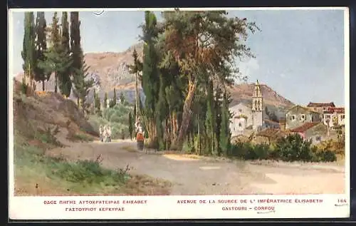 AK Gastouri / Corfou, Avenue de la Source de L`Imperatrice Elisabeth