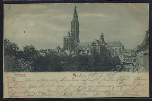 Mondschein-AK Anvers, La Cathédrale