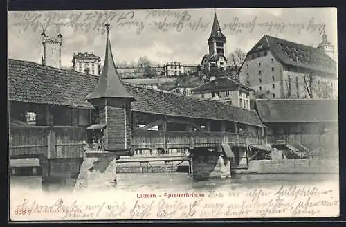 AK Luzern, Spreuerbrücke, um 1900