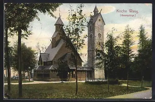 AK Brückenberg, Partie an der Kirche Wang