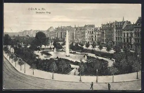 AK Köln-Neustadt, Deutscher Ring mit Fontäne