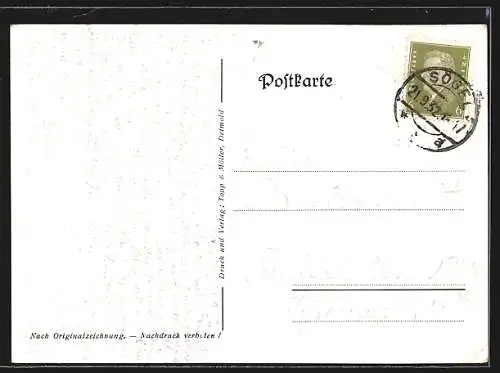 Künstler-AK Detmold / Lippe, Lied Lippe-Detmold eine wunderschöne Stadt, Wachsoldat auf Posten