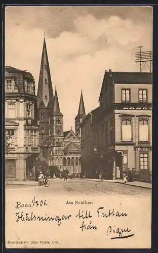 AK Bonn, Strasse am Neutor mit Kirche