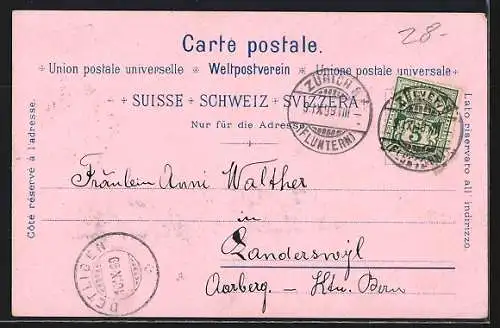 Lithographie Zürich-Waid, Ortsansicht von oben, Eisenbahn-Viadukt