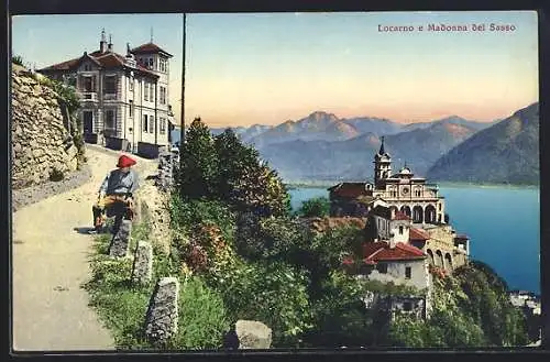 AK Locarno, Teilansicht mit Madonna del Sasso