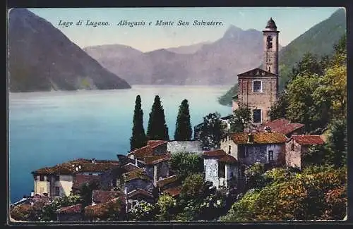 AK Albogasio /Lago di Lugano, Veduta generale e Monte San Salvatore