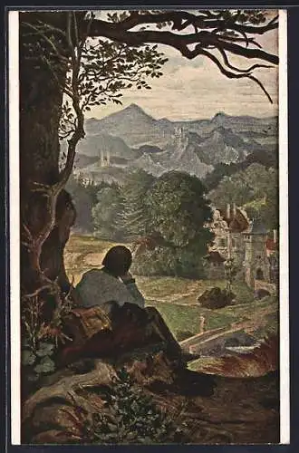 Künstler-AK Moritz von Schwind: Auf der Wanderschaft