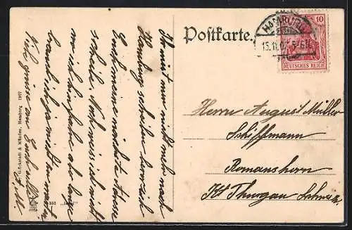 AK Kriegsschiff auf stürmischer See
