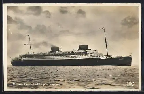 AK Passagierschiff Europa auf hoher See, Norddeutscher Lloyd Bremen