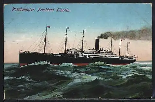 AK Passagierschiff President Lincoln, in voller Fahrt auf hoher See