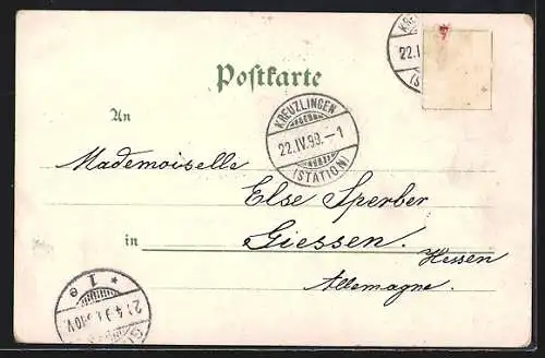 Lithographie Raddampfer Salondampfer Constanz auf dem Bodensee