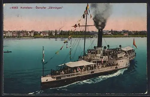 AK Konstanz, Salondampfer Zähringen auf dem Bodensee