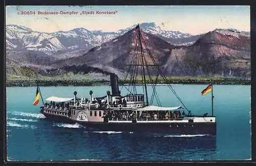 AK Bodensee-Dampfer Stadt Konstanz gegen die Berge