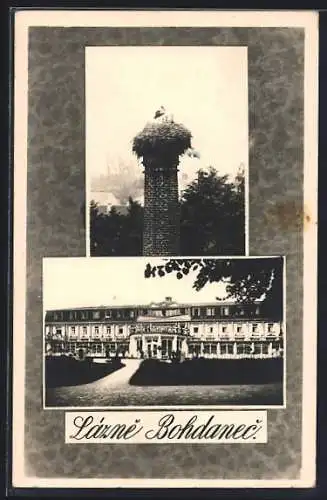 AK Lázne Bohdanec, Hotel und Storchennest