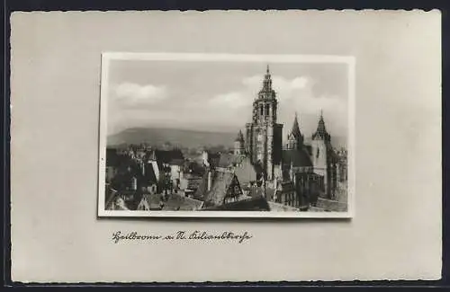AK Heilbronn a. N., Teilansicht mit Kilianskirche aus der Vogelschau, im Rahmen