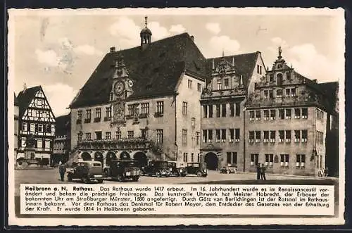 AK Heilbronn a. N., Rathaus-Panorama mit Automobilen