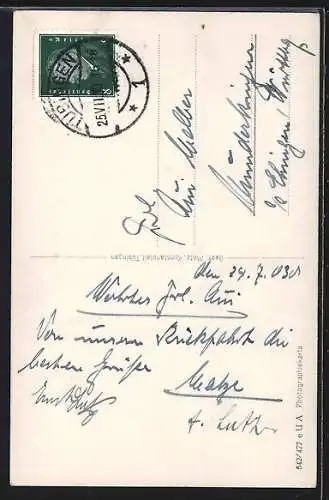 AK Tübingen a. N., Ortsansicht von Osten aus der Vogelschau