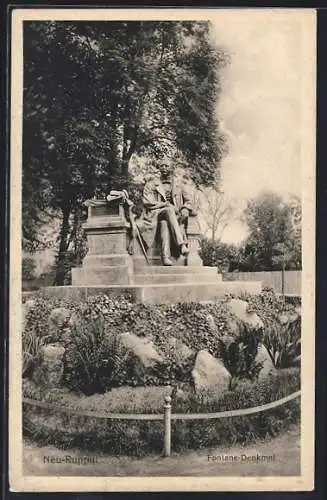 AK Neu-Ruppin, Partie am Fontane-Denkmal