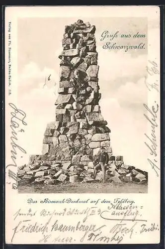 AK Feldberg / Schwarzwald, Besucher am Bismarck-Denkmal