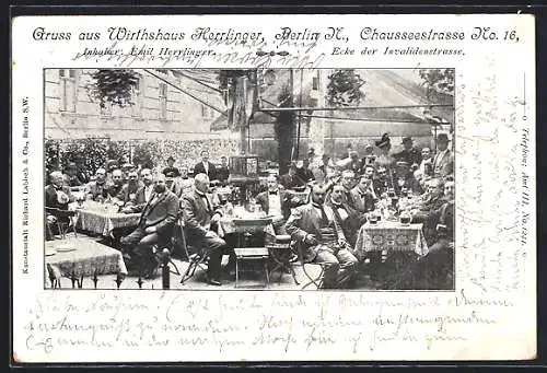 AK Berlin, Gasthaus Herrlinger, Chausseestrasse 16, Inh. Emil Herrlinger