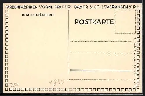 AK Leverkusen, Innenansicht der Farbenfabriken vorm. Friedr. Bayer & Co
