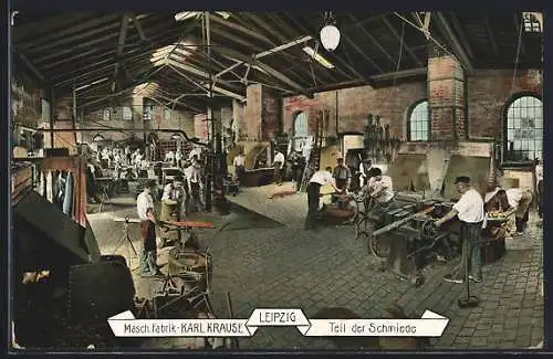 AK Leipzig, Masch. Fabrik Karl Krause, Teil der Schmiede