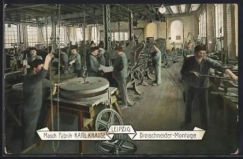 AK Leipzig, Münchner Hofbräuhaus, Masch. Fabrik Karl Krause, Dreischneider-Montage