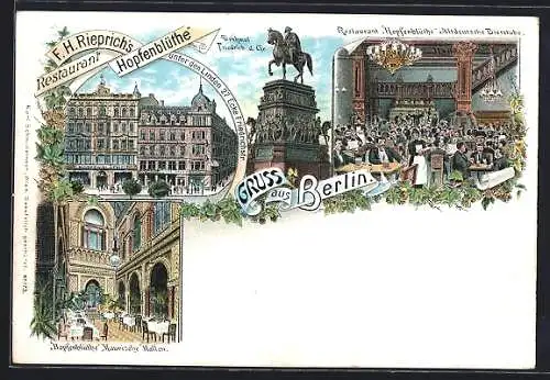 Lithographie Berlin, Restaurant Hopfenblüte, Inh. F. H. Rieprich, Unter den Linden 27