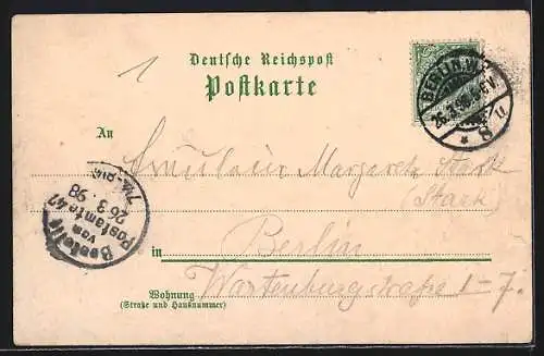 Lithographie Berlin, Cafe Bauer und Restaurant Hopfenblüthe, Gäste, Dienstmädchen, Partie davor