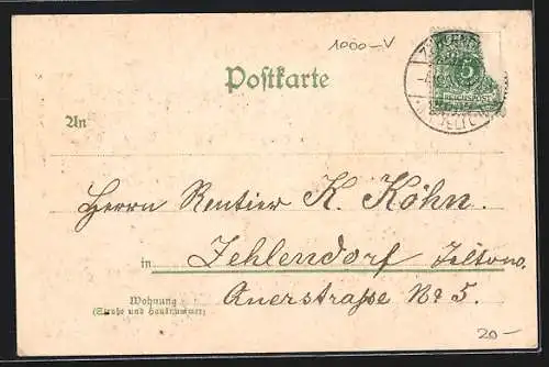Künstler-AK Berlin-Zehlendorf, Gasthaus zur Krummen Lanke, Inh. W. Burghardt