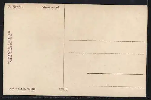 Künstler-AK Imita / A.S.-M. Leipzig Nr. 323: Schweizerbub schläft im Gras