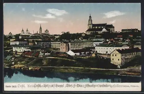 AK Grodno, Teilansicht mit Kirche