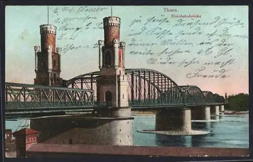 AK Thorn / Torun, Partie an der Eisenbahnbrücke