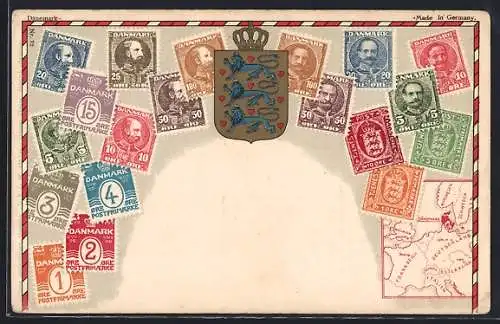 AK Briefmarken aus Dänemark