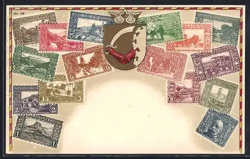AK Bosnien-Herzegowina, Briefmarken und Wappen