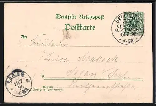 Lithographie Berlin, Gewerbe-Ausstellung 1896, Teil des alten Rathauses