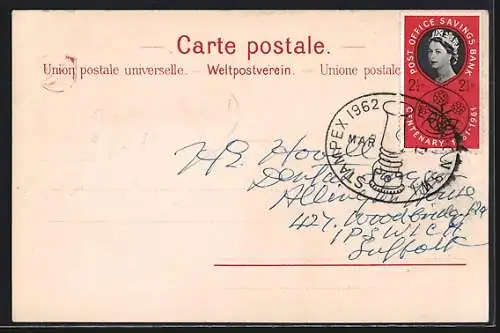 Lithographie Postkutsche sprintet an Kühen vorbei, die ersten Briefmarken der Schweiz