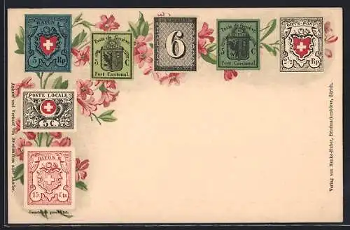 AK Verschiedene Schweizer Briefmarken