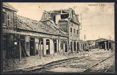 AK Lens, Zerstörter Bahnhof
