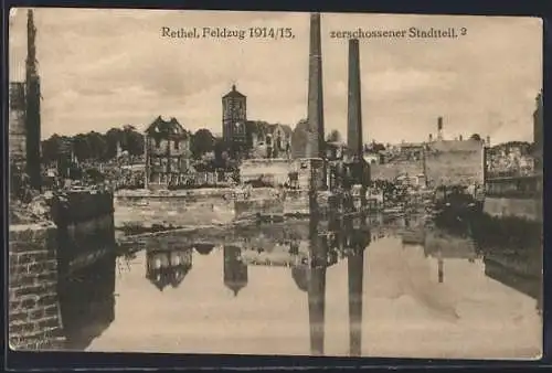 AK Rethel, zerschossener Stadtteil